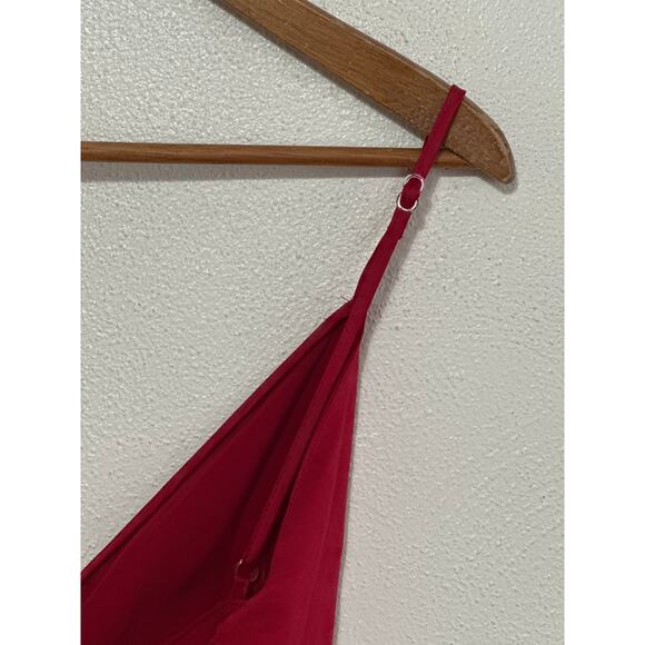 VTG 90s Satin Slip Dress California Dynasty L Burgundy Babydoll Lace Bow - Picture 6 of 12